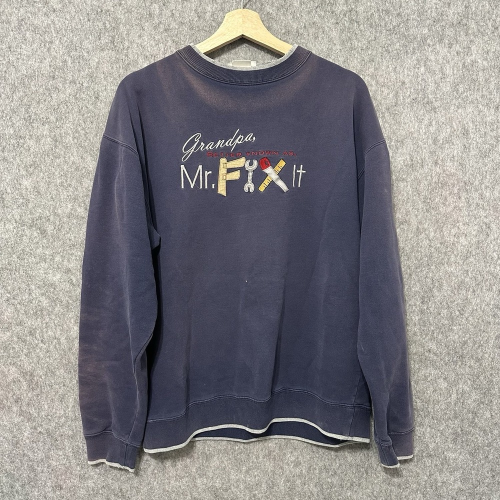Vintage McSport Grandpa Mr Fix It Men's Large Faded Crewneck Sweatshirt